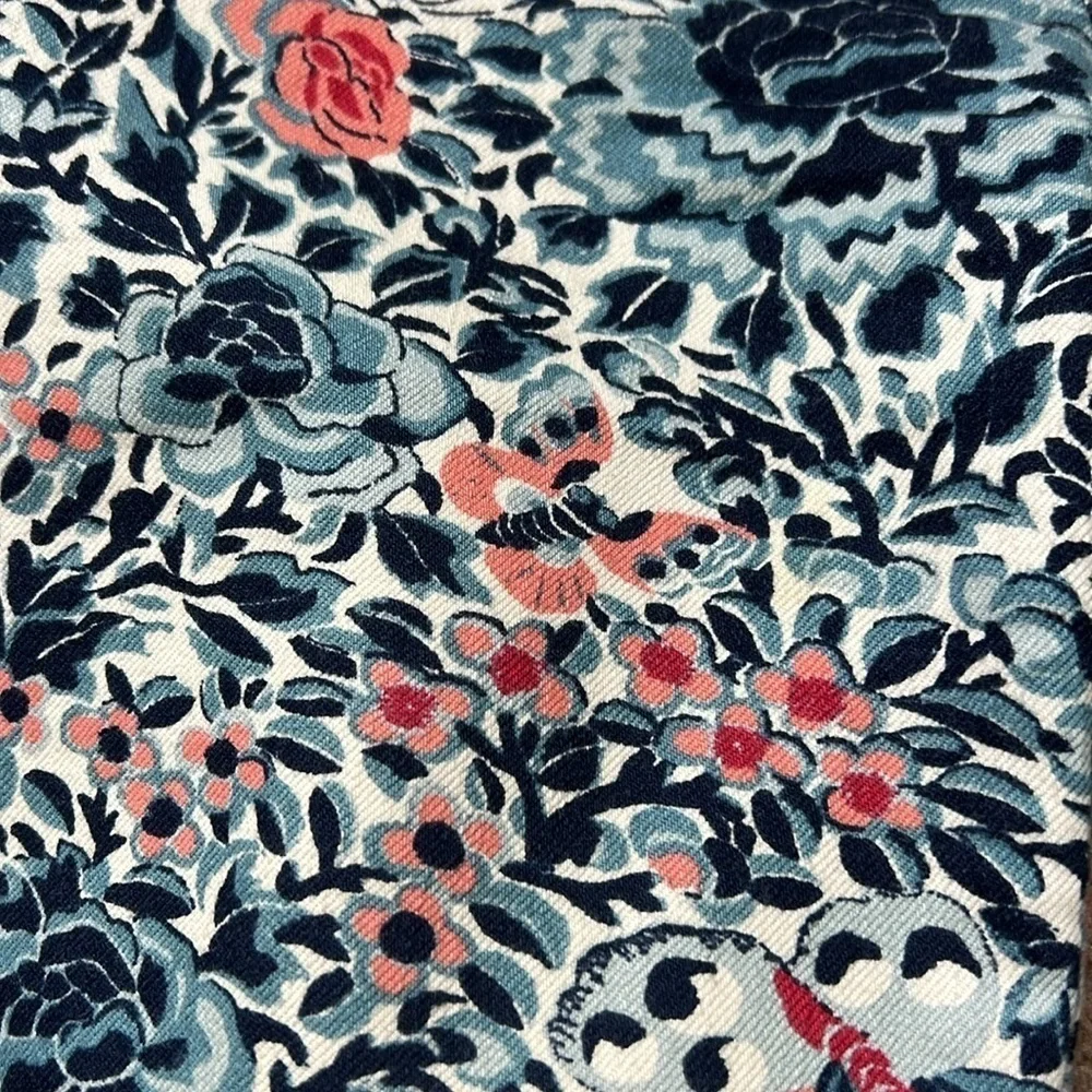 Tory Burch Emmy Ankle Skinny Jeans Blue Lake Kyoto Floral Print